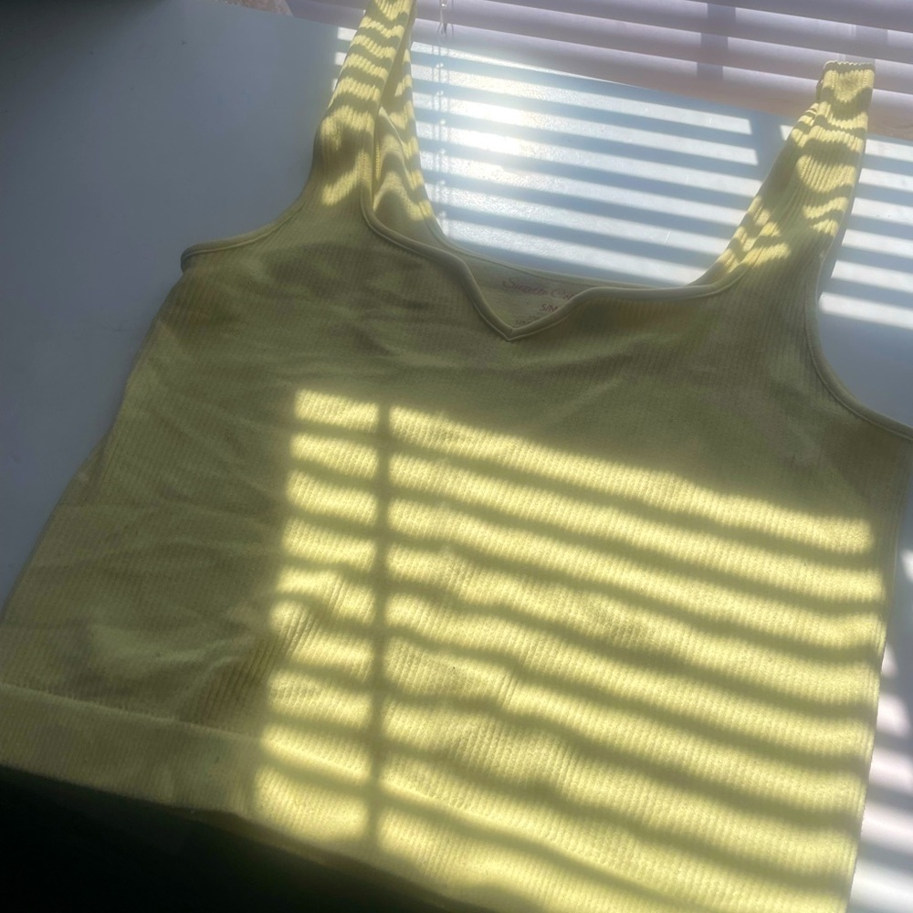 Yellow Fitted Sleeveless Camisole Tank Top